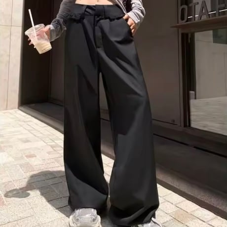 レーストリムストレートパンツ 2色展開