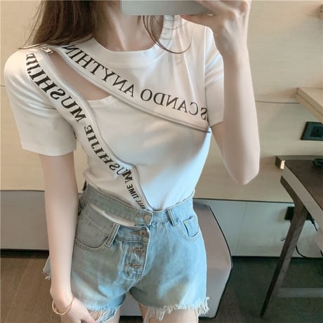 ジッパーメッセージ Tシャツ 2色展開