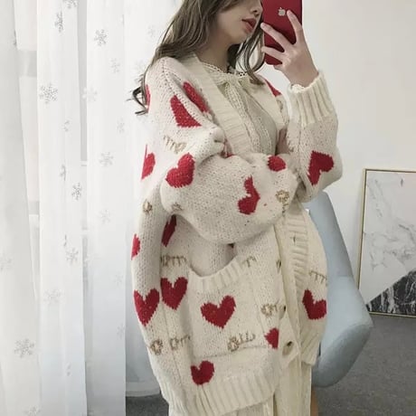 ハートルーズニット カーディガン 3色展開