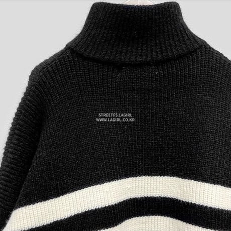 ジッパー ボーダーニットワンピース 2色展開