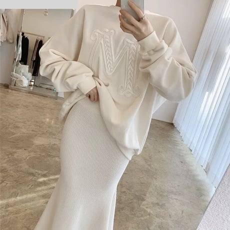 【再入荷!!】ワンカラーステッチ スウェットトップス