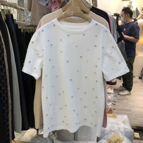 ビジューストーン オーバーTシャツ 5色展開