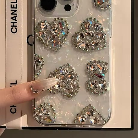 ビジューハート オーロラiPhoneケース