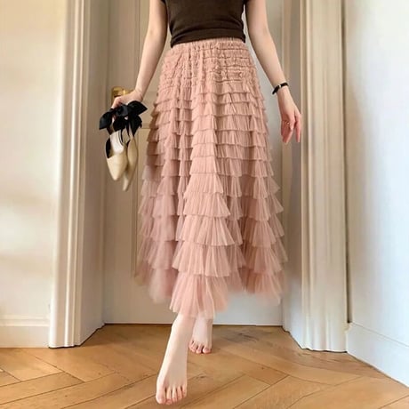 ロングチュールスカート 12色展開