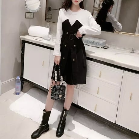 トレンチフェイクワンピース 2色展開