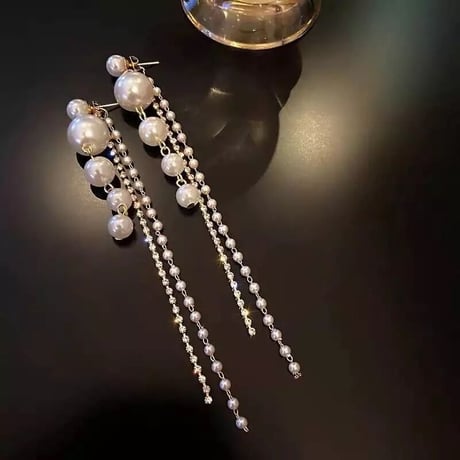 パールチェーン ピアス