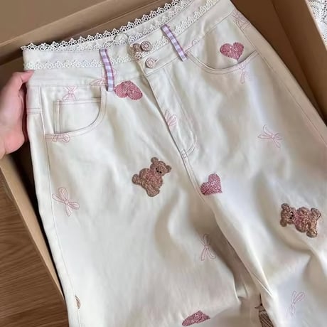 ハートベアーステッチデニム