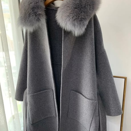 【高品質】フォックスファー カシミヤウールコート 5色展開