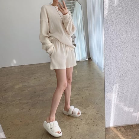 カラーニット ショートパンツセットアップ 5色展開