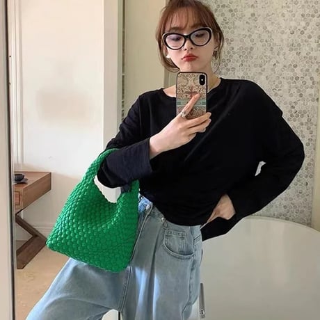 クロップトップ レザーハンドバッグ 6色展開