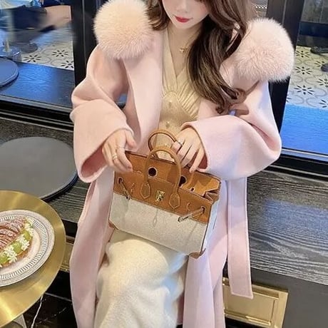 ウールファー ロングコート 3色展開