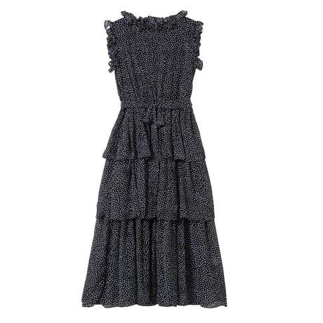 シフォンポルカドット フリルワンピース