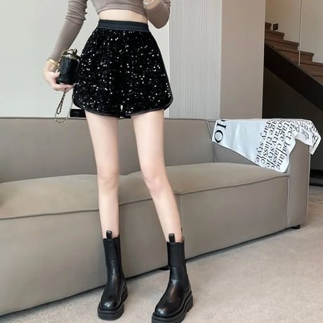スリットスパンコール ショートパンツ 2色展開