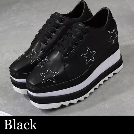 【即納あり】【高品質レザー】スターリベット ハイソールシューズ 6色展開