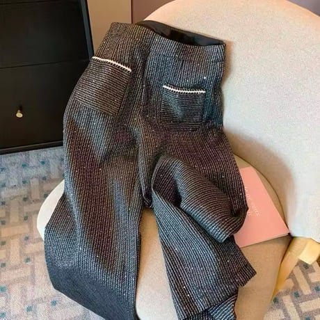 ポイントツイードシャインワイドパンツ