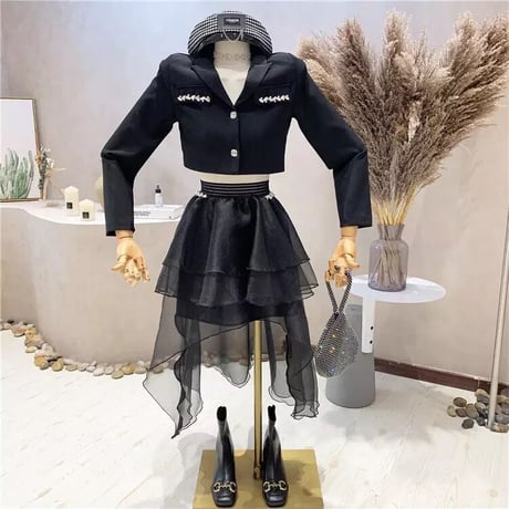 ビジュージャケット メッシュスカートセット