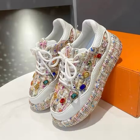 ビジューツイードスニーカー 2色展開