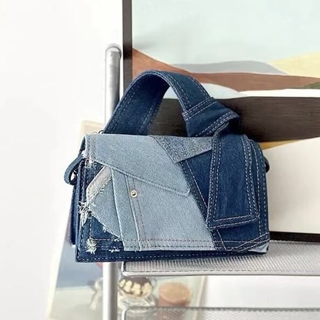 デニムパッチワーク バッグ 2色展開