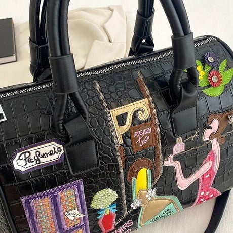 カラフルステッチ クロコデザインバッグ 6色展開