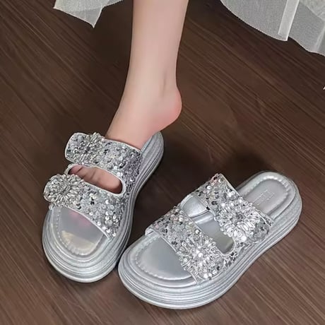 ダブルベルトビジューサンダル 3色展開