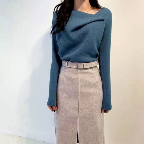 ボートネック ニットトップス 6色展開
