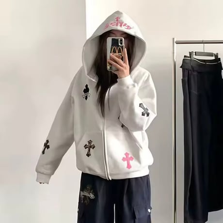 カラフルクロスパッチワークパーカー