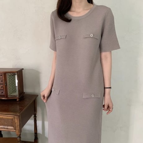 ストレッチリブ ロングワンピース 2色展開
