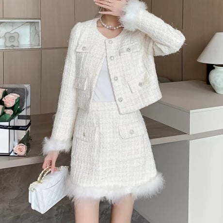 ファーステッチ ツイードセットアップ 2色展開