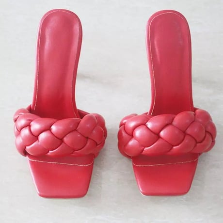 スクエアトゥ レースアップサンダル 5色展開