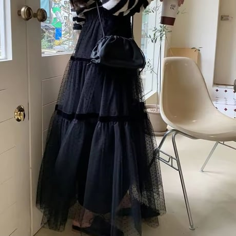 ドットチュールラインスカート 2色展開