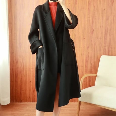 【高品質】カシミヤウール ロングコート 6色展開