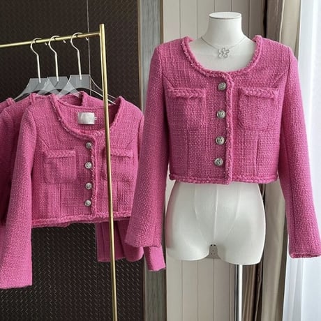 フィッシュボーンステッチ ツイードジャケット 2色展開