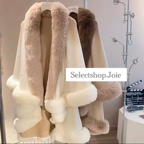 ダブルファーケープコート 2色展開