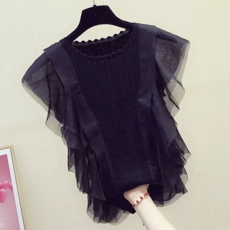 フリルステッチ ノースリーブニット 2色展開