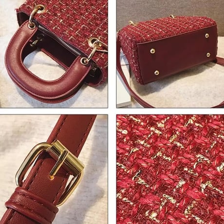 ゴールドステッチ ツイードバッグ 3色展開