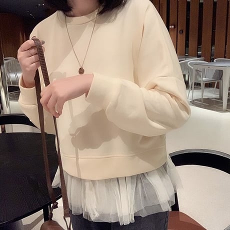 シフォンヘム スウェットトップス 2色展開