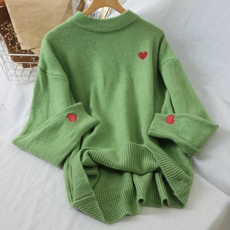 【進撃のノア様着用♡】【Red即納】ハートステッチニット 7色展開