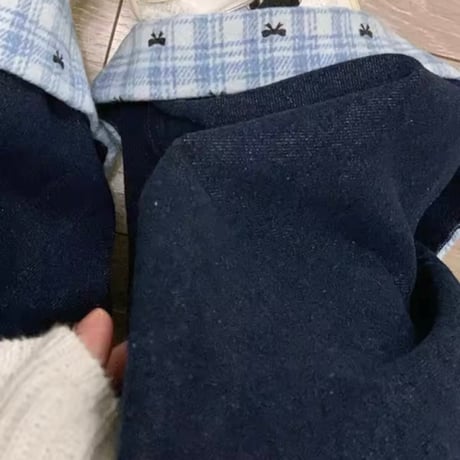 チェックリボンデニムパンツ