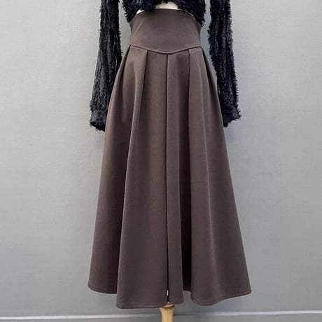 ハイウエストプリーツ ウールスカート 3色展開