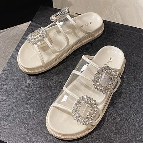 ダブルビジュー クリアバンドサンダル 3色展開