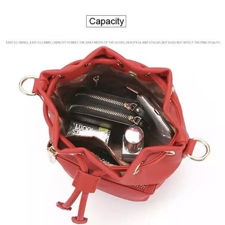 ジッパーポケット バケットショルダーバッグ 5色展開