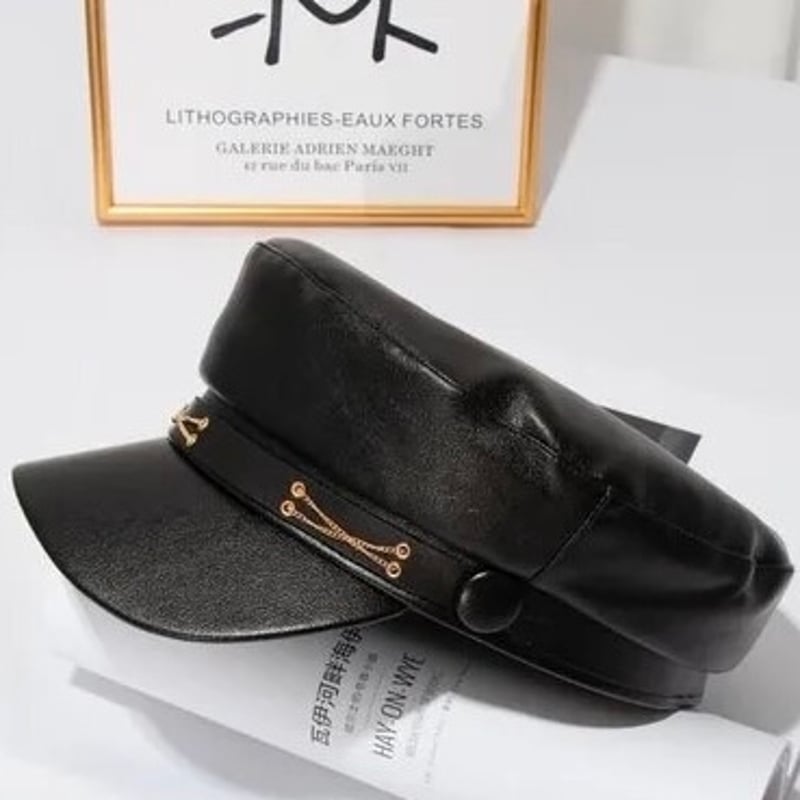 DSQUARED2 レザーハットキャスケット 黒