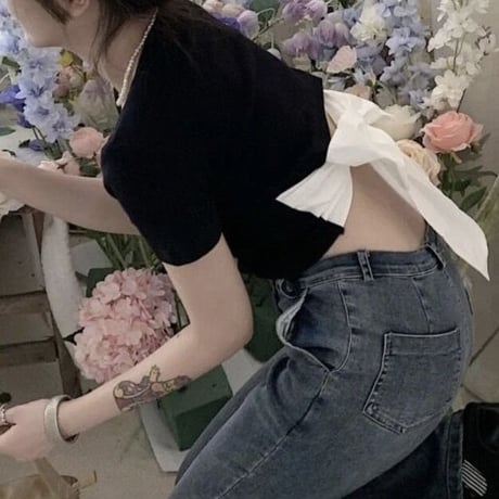 バックリボン ショートTシャツ