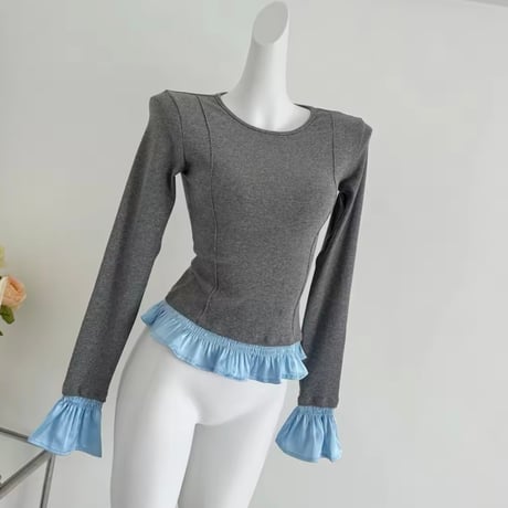 ヘムデザインフリルトップス 2色展開