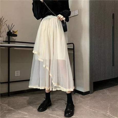 シースルー フリルスカート 2色展開