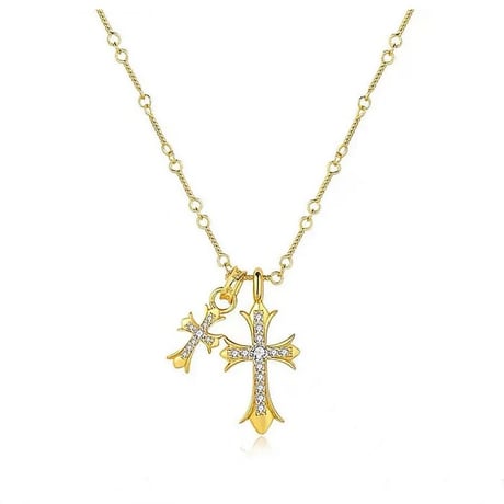 ジルコニア ダブルクロスネックレス 2色展開