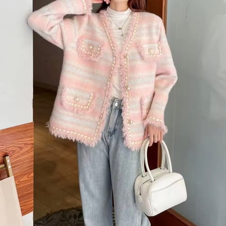 フレンチストライプカーディガン 3色展開