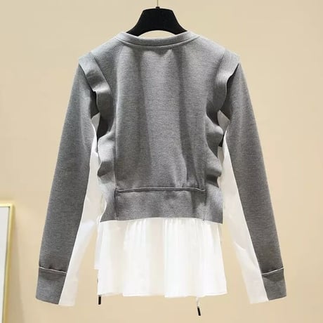 シフォンドッキング フリルスウェットトップス
