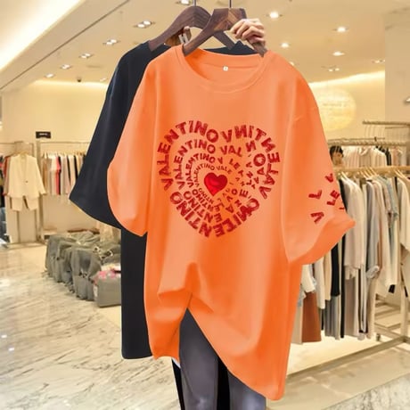 ハートレターオーバーTシャツ 9色展開