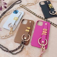 【カスタム名入れ】チェーン付き iPhoneケース 11色展開